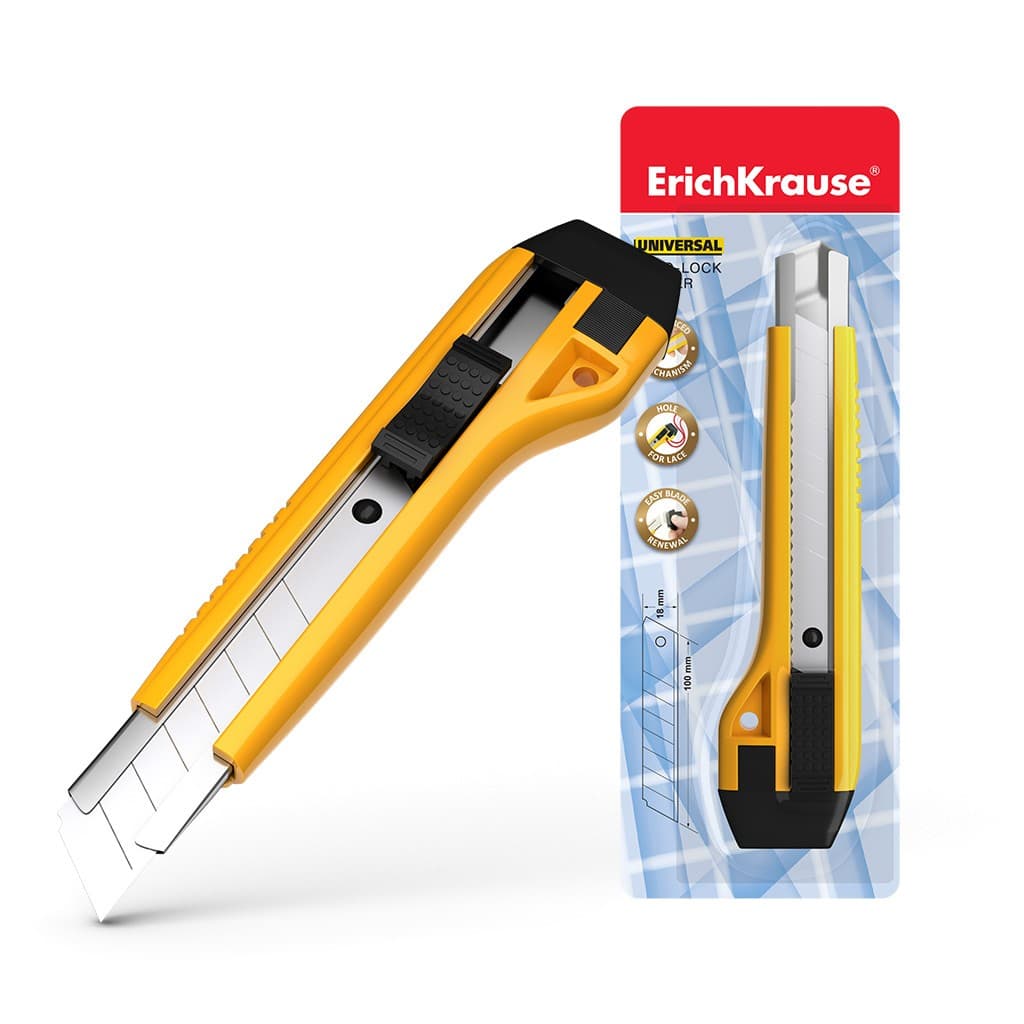 Erichkrause Cuter con Fissatore Automatico Universale - Sistema di Ritenzione della Lama Autobloccante - Splitter Incorporato - Lama Segmentata in