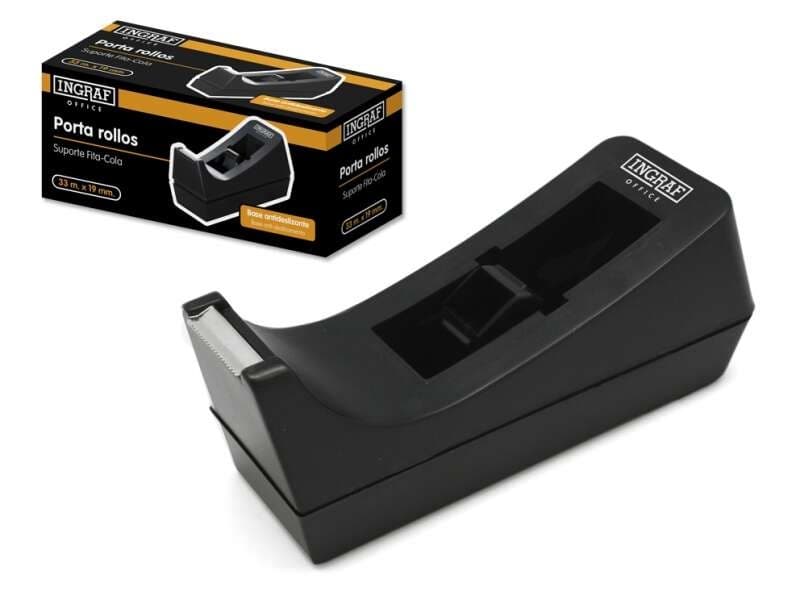Porta rotolo carta igienica Ingraf Pr1 - Corpo in plastica ABS - Base in gomma antiscivolo - Lama in acciaio - Colore nero
