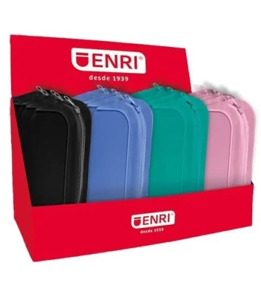 Enri Display da 20 astucci con 3 scomparti - Chiusure con cerniera - In poliestere - Colori assortiti