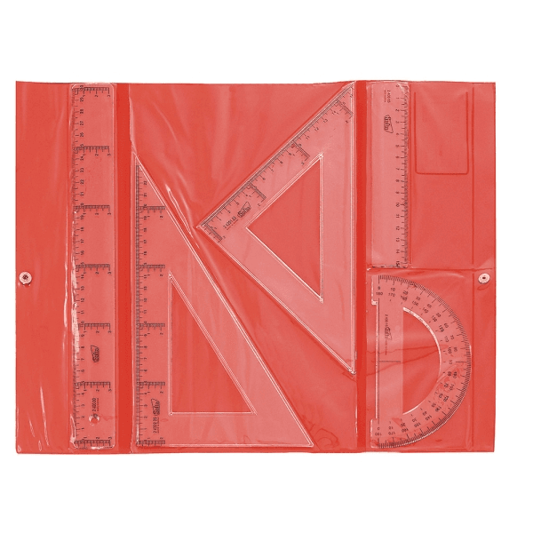 Safta Confezione da 5 righelli da disegno - Custodia in plastica con chiusura - Colori casuali: rosso e blu