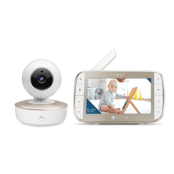 Motorola Nursery VM50G Baby Monitor con telecamera - Visione notturna - Comunicazione bidirezionale - Display da 5 - Sensore di temperatura - Bianco