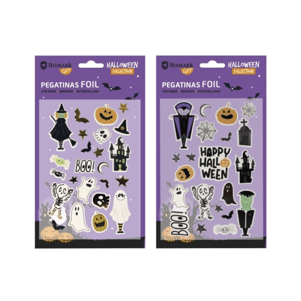 Confezione Bismark con adesivi di Halloween in lamina metallizzata - Autoadesivi - 2 disegni casuali