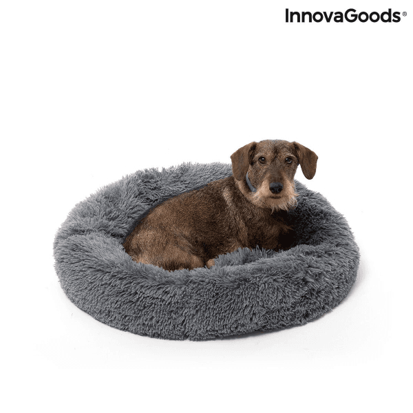 Innovagoods Bepess Cuccia rotonda antistress per animali domestici - Diametro 60 cm - Bordo rialzato - Antiscivolo - Grigio