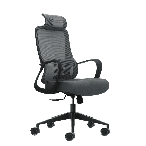 Sedia da ufficio ergonomica Oqonos Cherg 005 con poggiatesta cervicale regolabile schienale in rete traspirante pistone a gas di classe 4 supporto