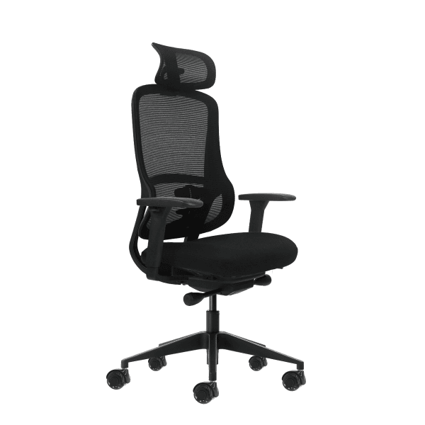 Sedia da ufficio ergonomica Oqonos Cherg 018 con poggiatesta cervicale regolabile meccanismo autobilanciante braccioli 4D sedile scorrevole e ruote in