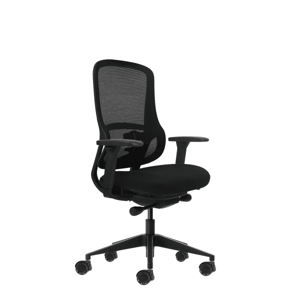 Sedia da ufficio ergonomica Oqonos Cherg 021 con meccanismo autobilanciante braccioli 4D sedile scorrevole e ruote in silicone - Nera