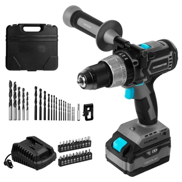 Trapano a percussione Cecotec CecoRaptor Perfect 4020 senza spazzole - Coppia 46 Nm - 2000 giri/min - 3000 impulsi/min - Batteria 4 Ah 20 V - Luce LED