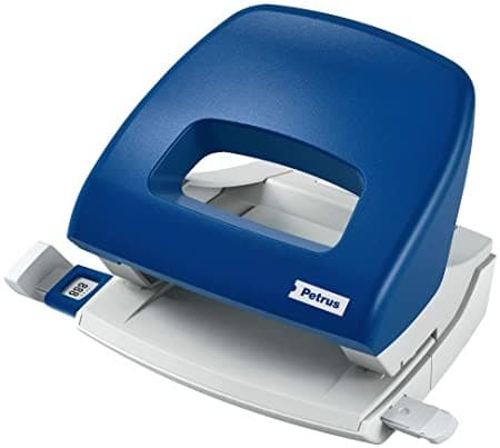 Petrus 80 Perforatori Piccoli - Fino a 16 Fogli - Segni di Formato - Svuotamento Facile - Perforatrici da 55 mm - Colore Blu