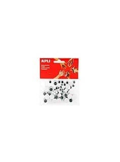 Apli Confezione da 75 Occhi Mobili Rotondi - Misure Assortite Ø 8 mm Ø 10 mm Ø 16 mm e Ø 20 mm - Colore Nero
