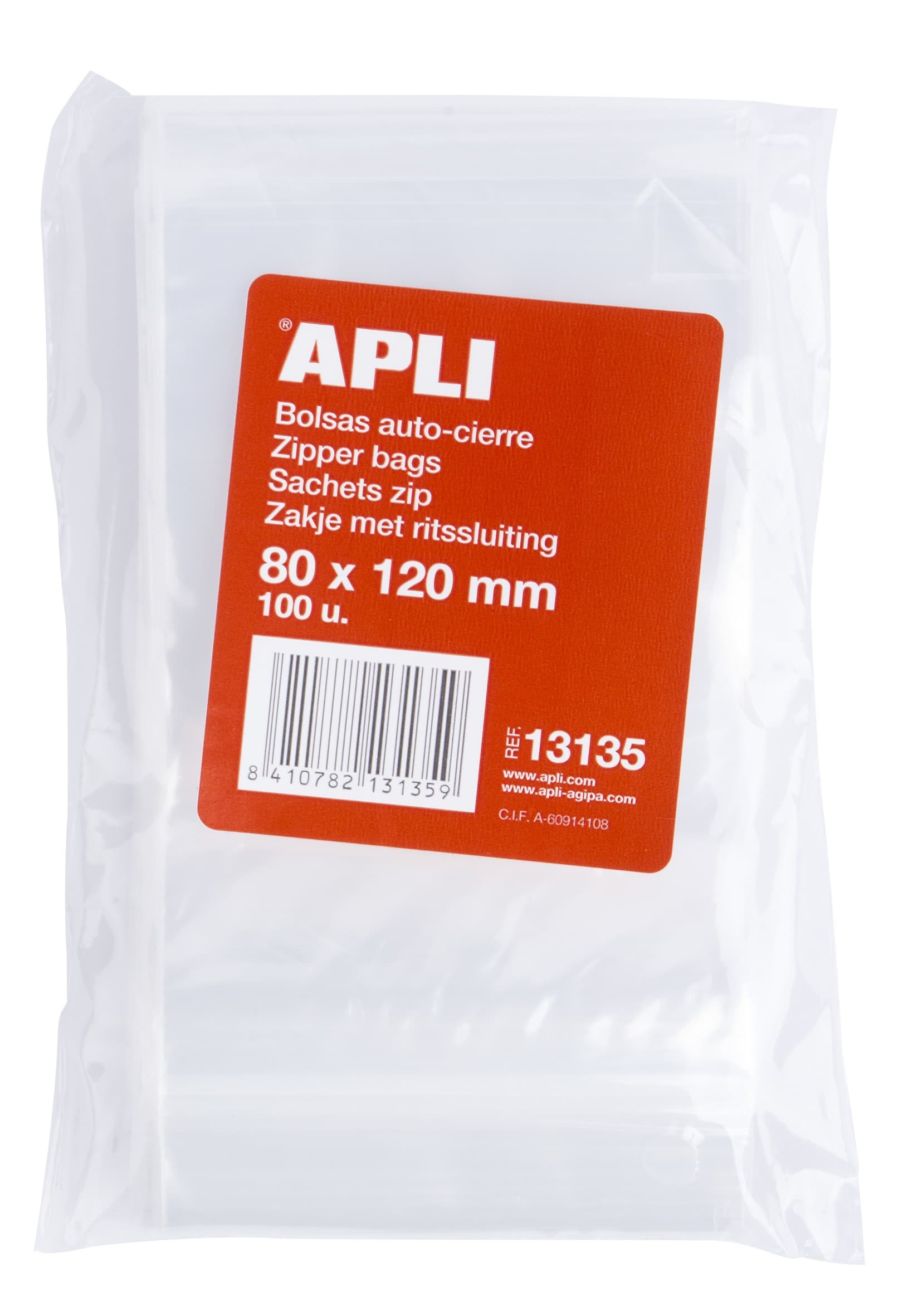 Apli Confezione da 100 Sacchetti Autosigillanti 80x120mm - Chiusura Sicura - Adatto agli Alimenti