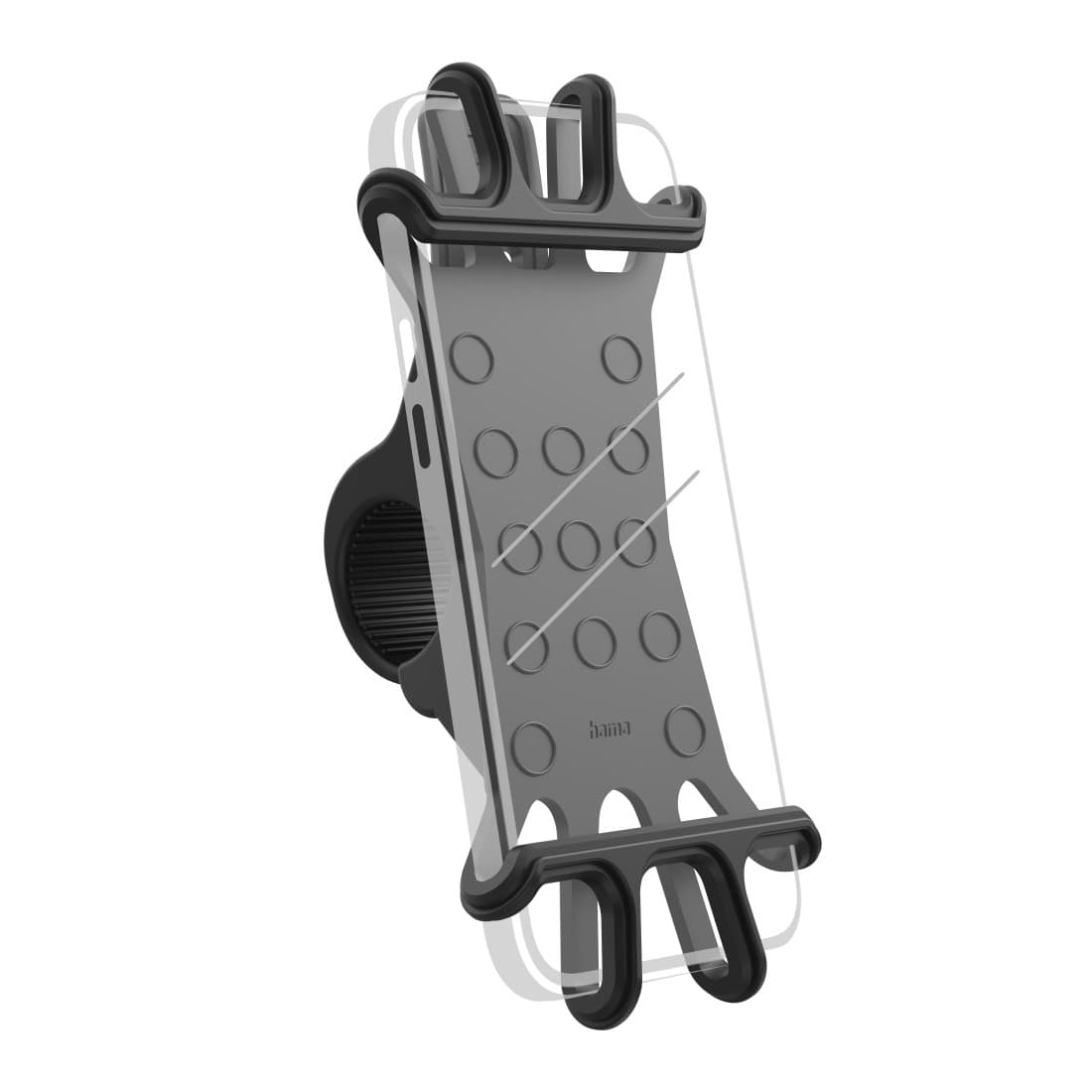 Supporto flessibile per smartphone da bicicletta Hama - Silicone flessibile - Peso massimo 200 kg - Larghezza dispositivo da 6 a 8 cm - Universale -