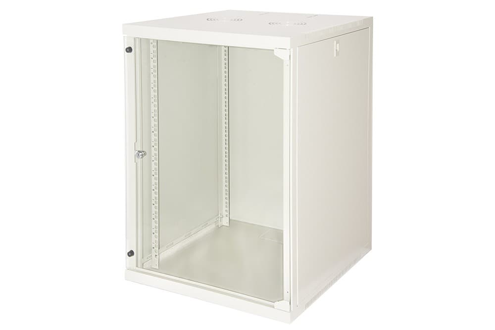 Armadio Rack 19 15 Unita' Da Muro (A)750X (L)540 X Profondita' 600 Mm. Colore Grigio Chiaro Porta Vetro