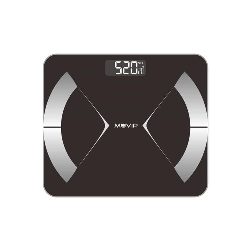 Muvip Body Muscle Bilancia Digitale da Bagno Bluetooth - Schermo LCD - Piattaforma in Vetro Temperato - 10 Memorie - Max. 180 kg - Spegnimento