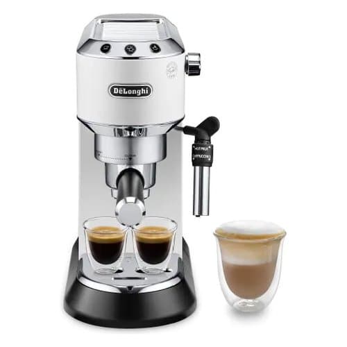 De’Longhi Dedica Style Dedica EC685.W Macchina da Caffè Manuale Espresso e Cappuccino, Compatibile con Polvere o Cialde E.S.E., Spegnimento