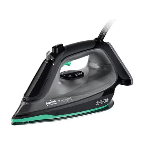 Braun TexStyle 5 - Ferro da stiro a vapore, Manico aperto ergonomico, FreeGlide3D, 2700W, 300ml, Nero/Verde (SI5277GR)
