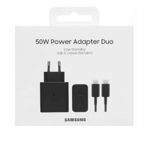 Samsung Caricabatteria Super Fast Charging (50W) con doppia porta USB-C e con cavo USB-C to USB-C
