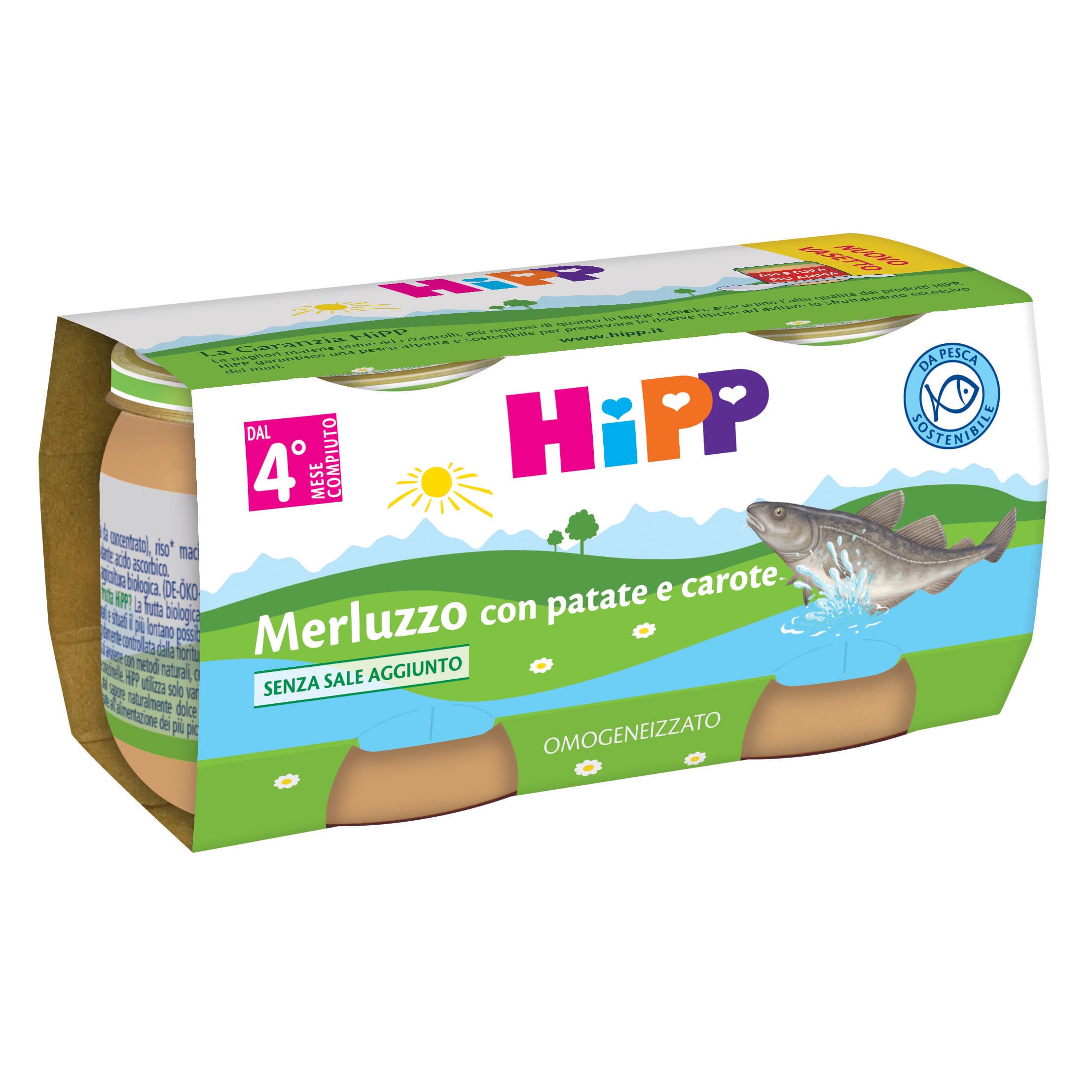 HiPP Omogeneizzato Merluzzo Bio Patate Carote 2x80g Bimbi