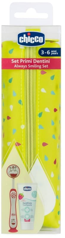 Chicco Set Dentale 3-6 Anni Spazzolino Rosa + Dentifricio Gusto Fragola 50 ml