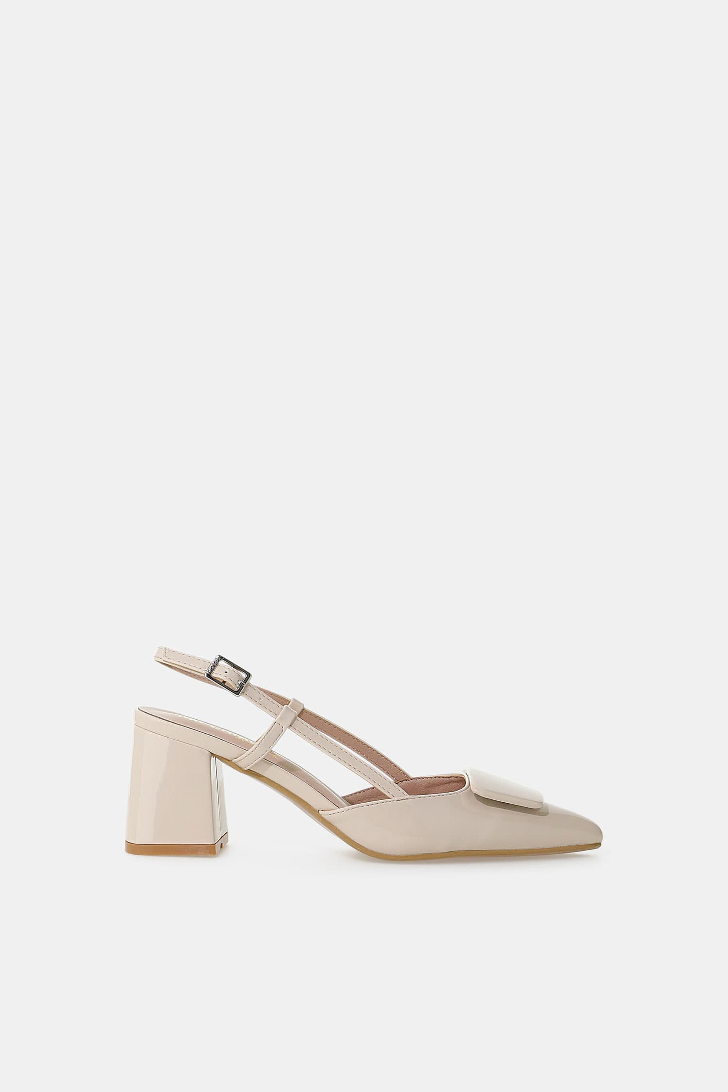 Décolleté slingback tacco largo dettaglio geometrico