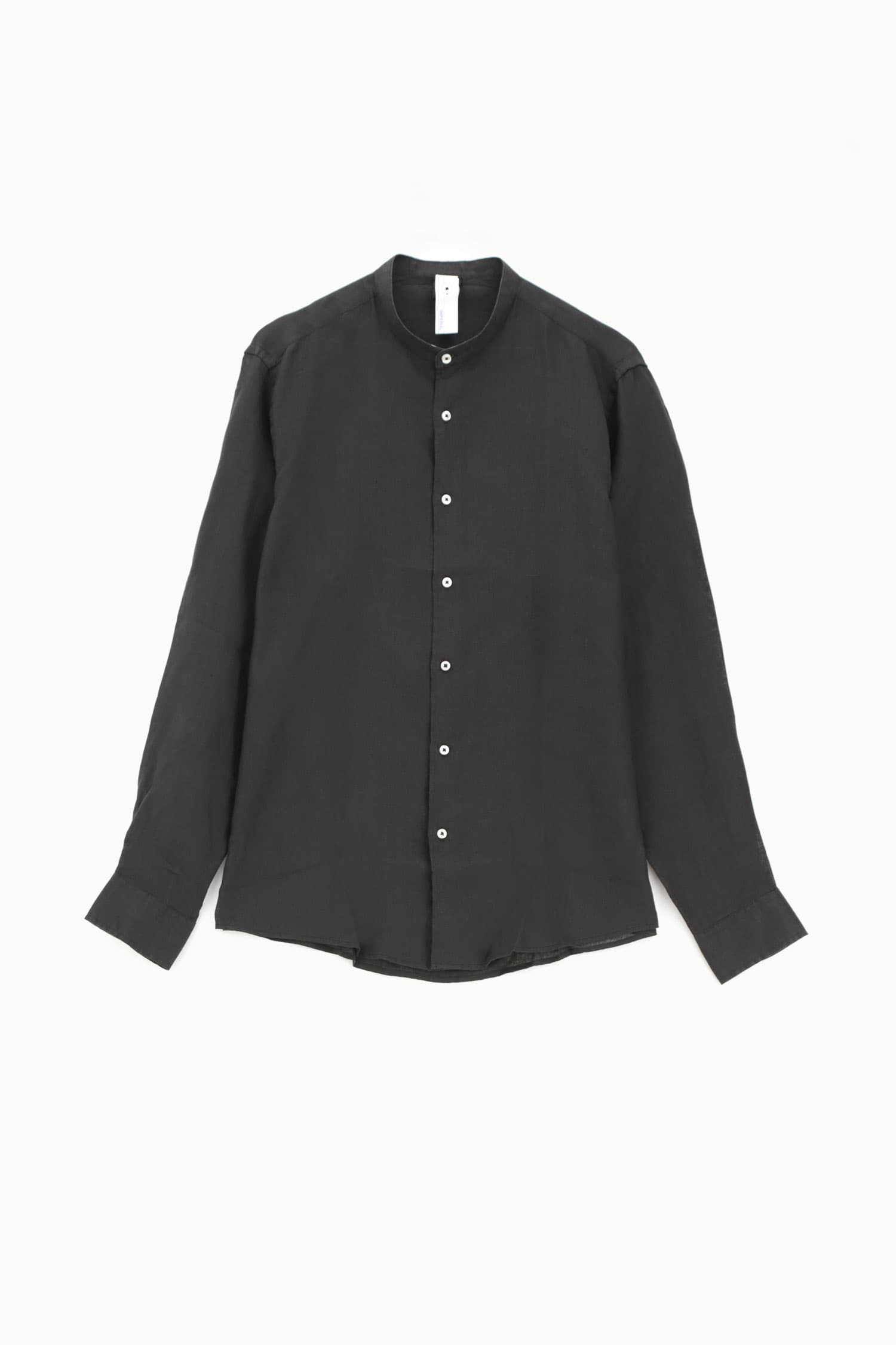 Camicia collo coreano manica lunga tinta unita