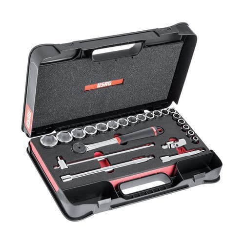 Assortimento in cassetta di ABS con bussole esagonali (23 pz),