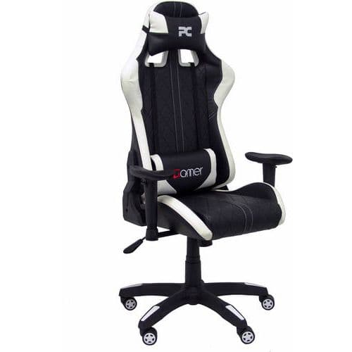 Poltrona da gioco Paraiso similpelle nero/bianco,