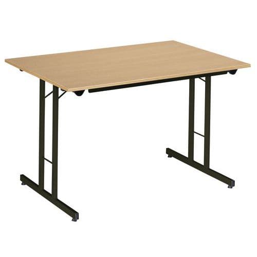 Tavolo Pieghevole Faggio 160X80x74 cm Base Nera,