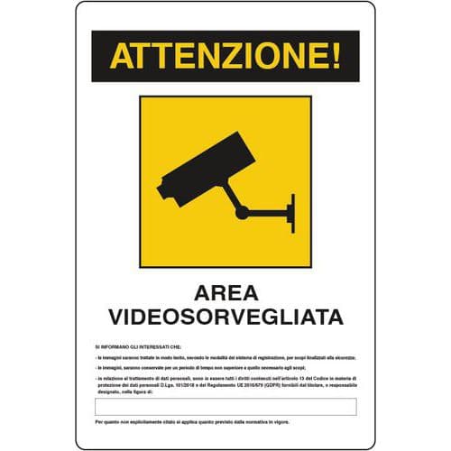 Cart. Alluminio MM 700X500 a Videosorveg Attenzione! Are,