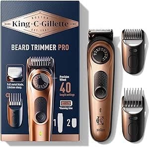 King C.gillette Kit Regolabarba Con Selettore Di Precisione E 40 Impostazioni Di Lunghezza