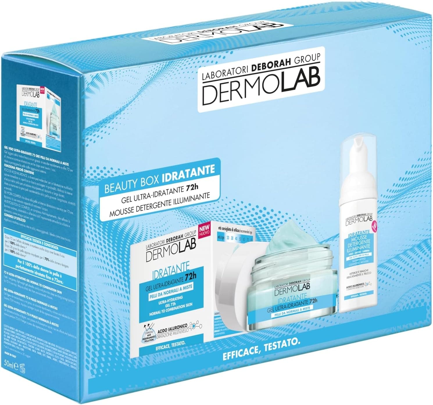 Deborah Dermolab Beauty Box Idratante Con Gel Ultra Idratante 72 Ore 50ml + Mousse Detergente Delicata 45ml