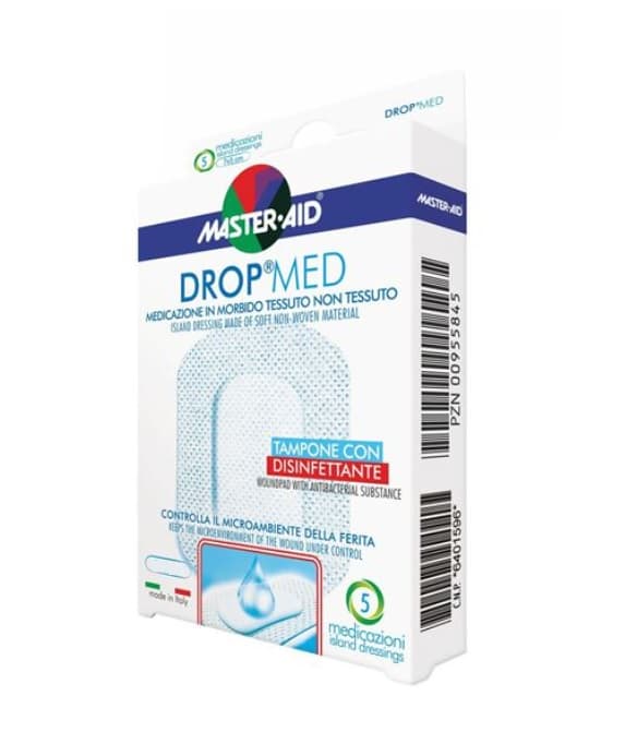 Master Aid Drop Med Medicazione Adesiva Sterile 14 X 14cm 5 Pezzi