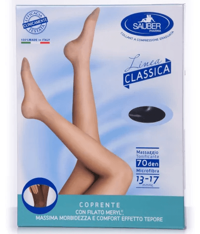 Sauber Linea Classica 13-17 Mmhg Collant Microrete Taglie Comode 70 Denari Colore Nero Taglia 3