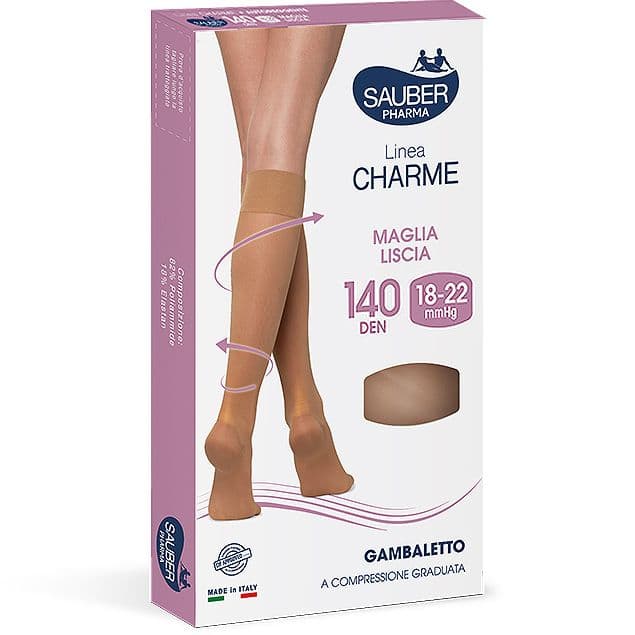 Sauber Gambaletto Compressione Graduata Maglia Liscia 140den 18-22mmhg Tg.3 Camel