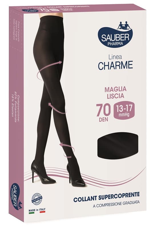 Sauber Linea Charme 13-17mmhg Collant Supercoprente Maglia Liscia 70 Denari Colore Nero Taglia 3