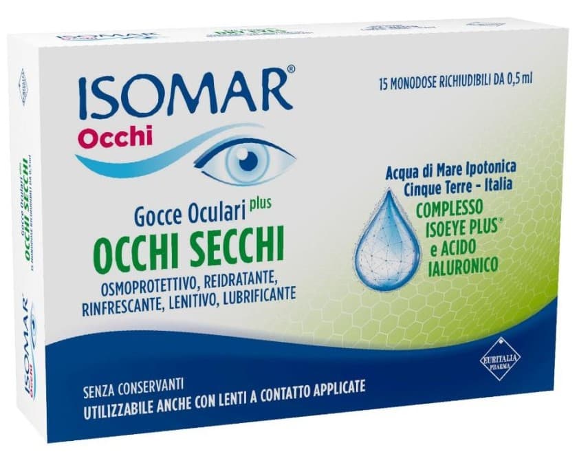 Isomar Occhi Gocce Oculari Plus Per Occhi Secchi 15 Fiale Monodose Da 0,5ml