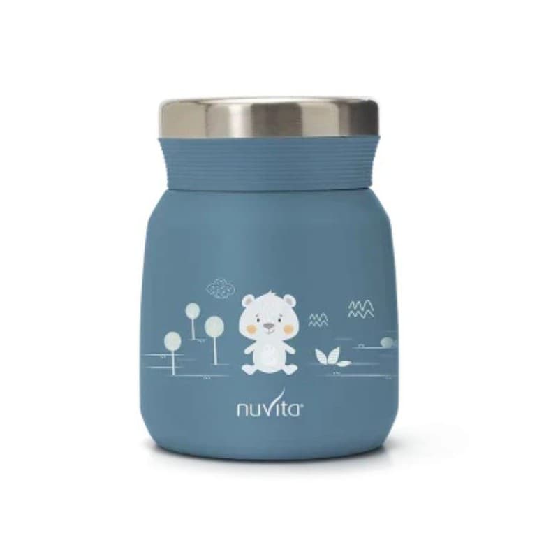 Nuvita Thermos Contenitore In Acciaio Inox Per Alimenti Caldi E Freddi Azzurro Polvere 300ml