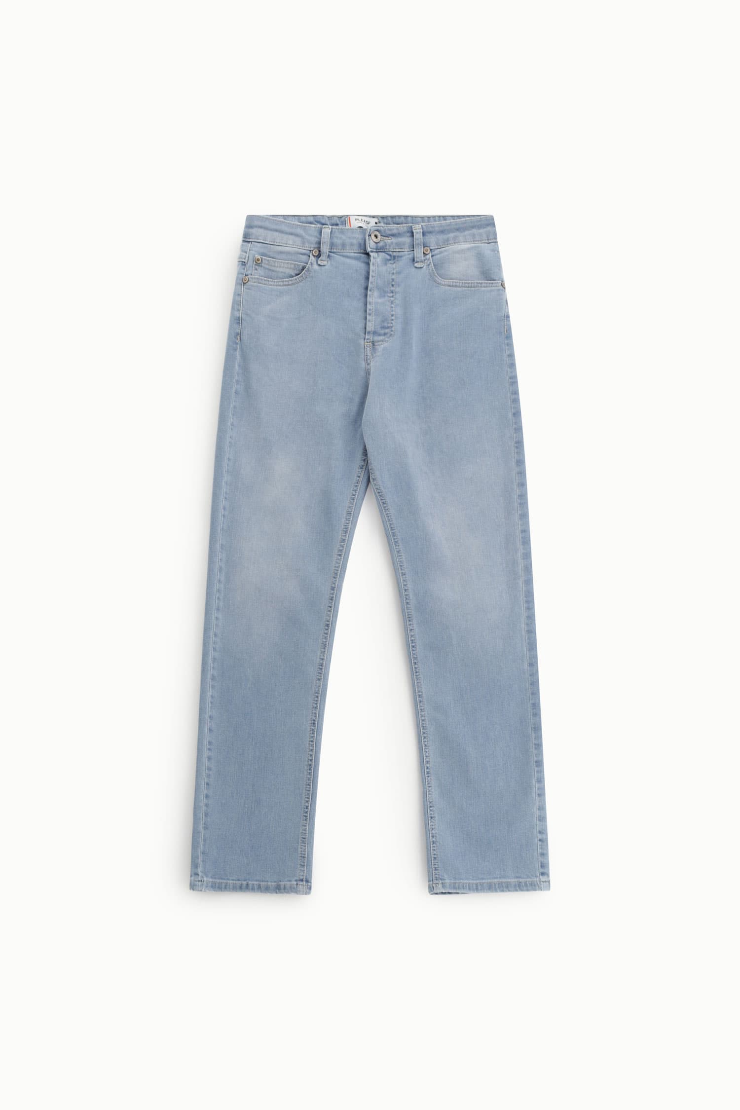 Girlfriend-Jeans mit fünf Taschen in heller Waschung.