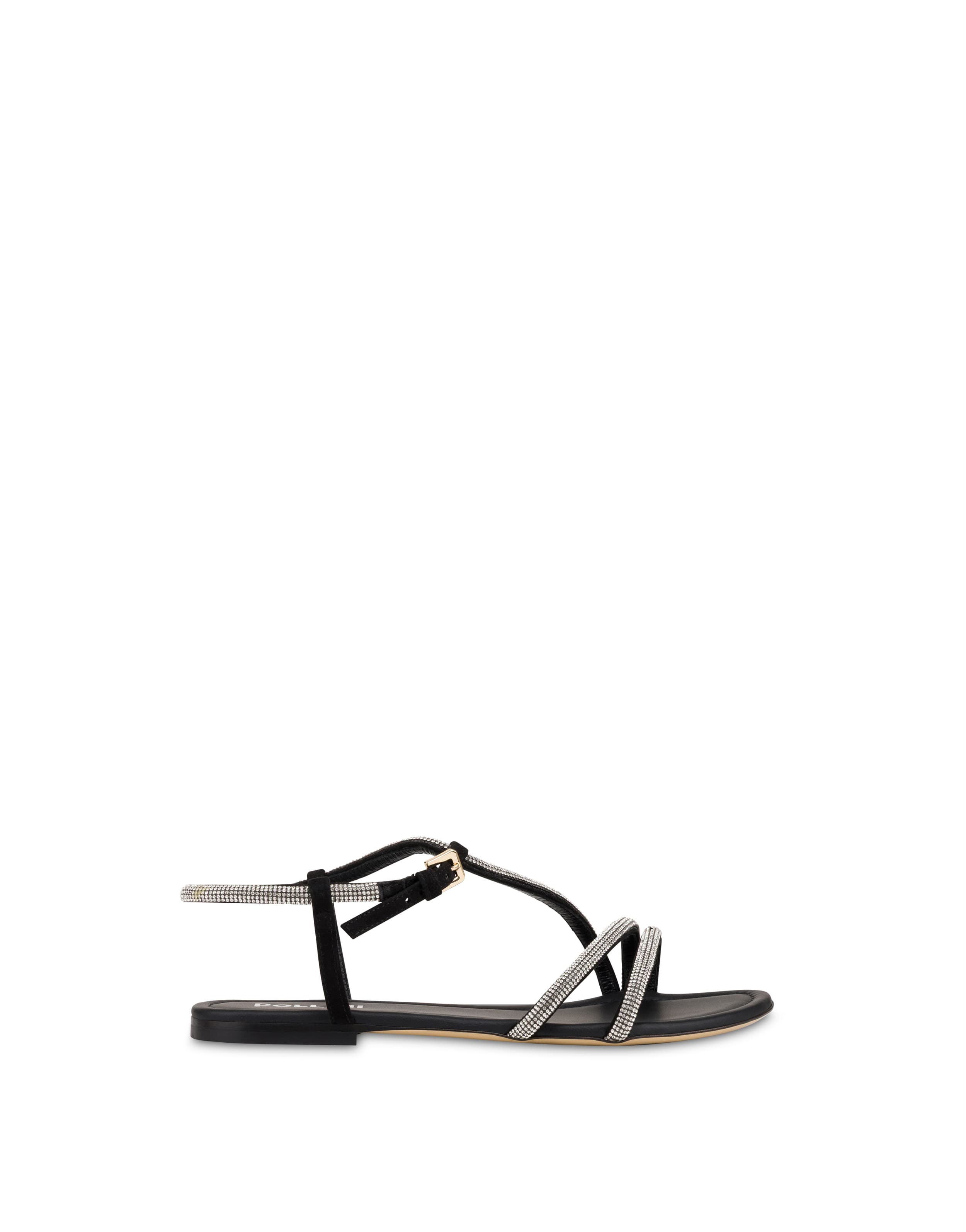 Sandalo Flat Bling Bling in Camoscio