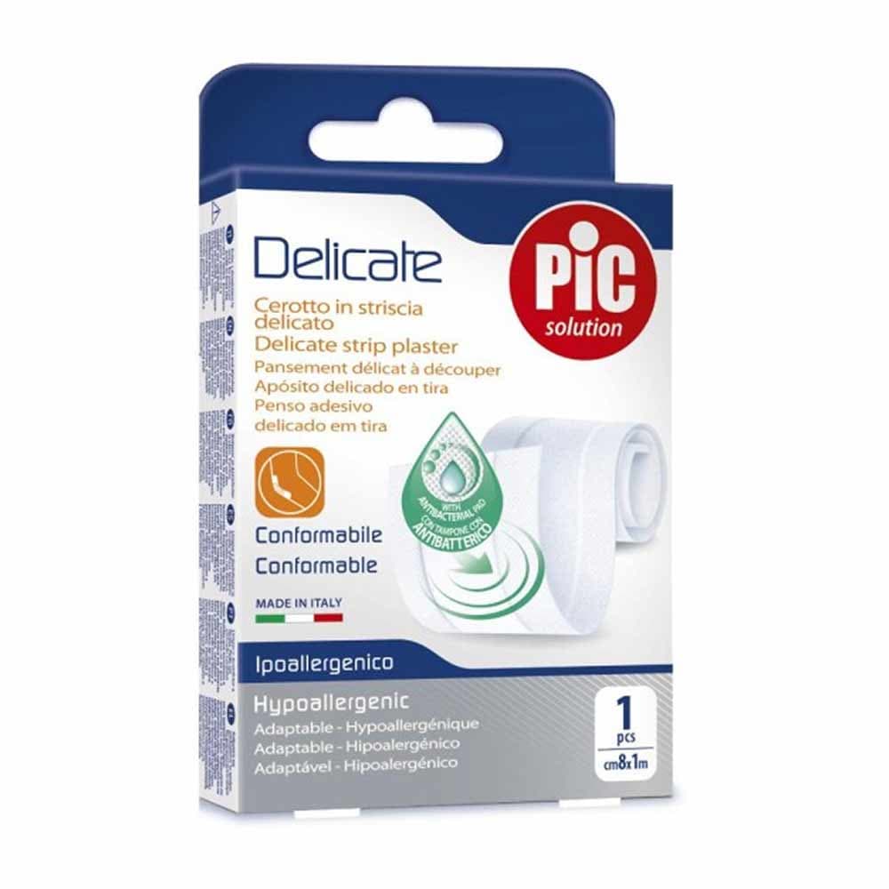 Pic Delicate Cerotto Delicato in Striscia con Antibatterico 8 x 100 cm, 1 Pezzo