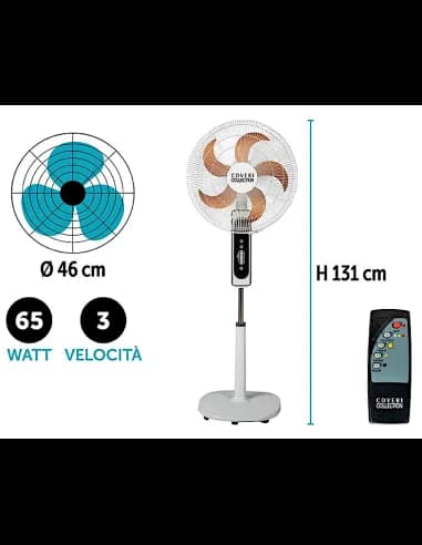 Ventilatore a piantana, 46x131 cm, abs, 65 w