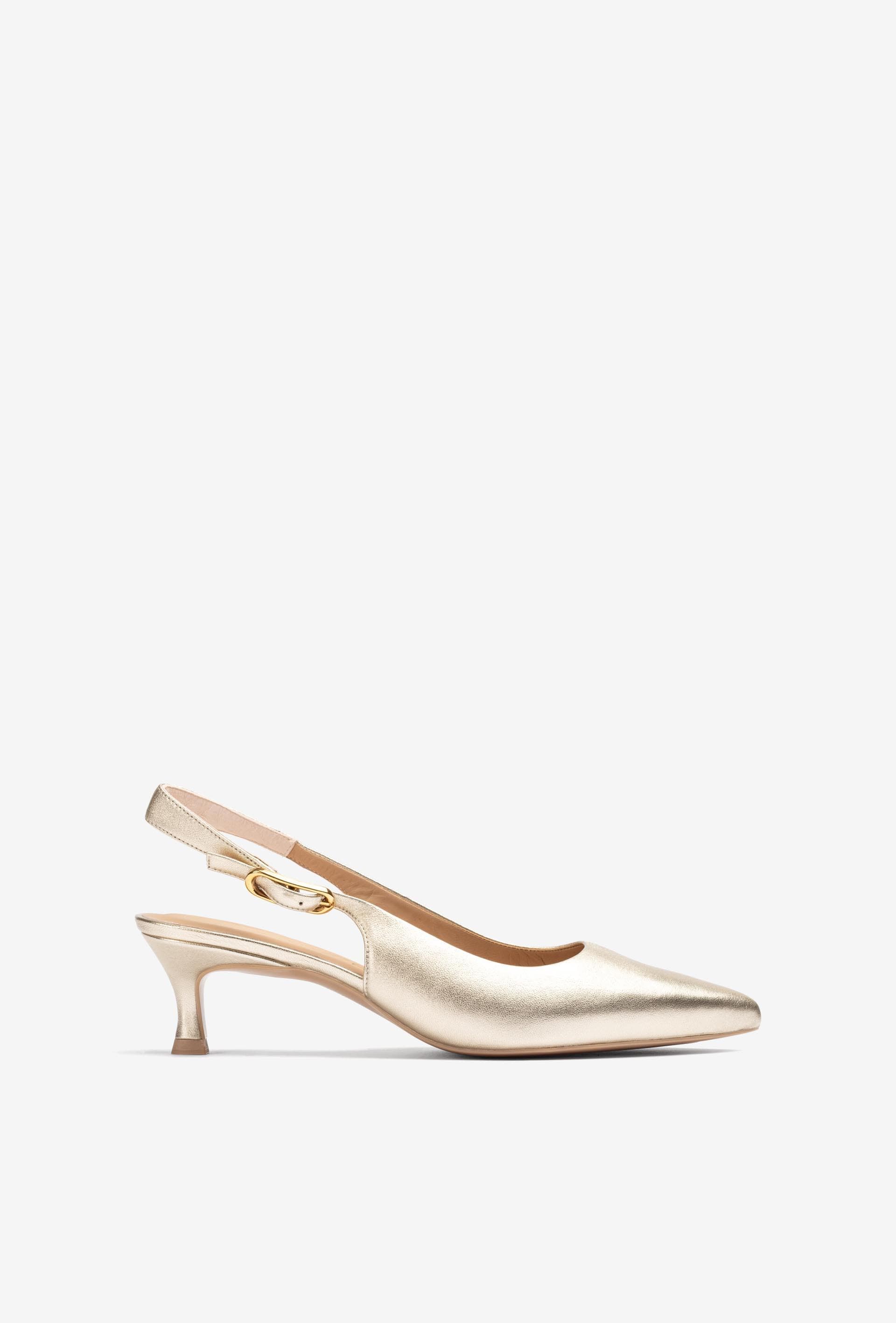 Open hiel gemaakt van metallic leer.