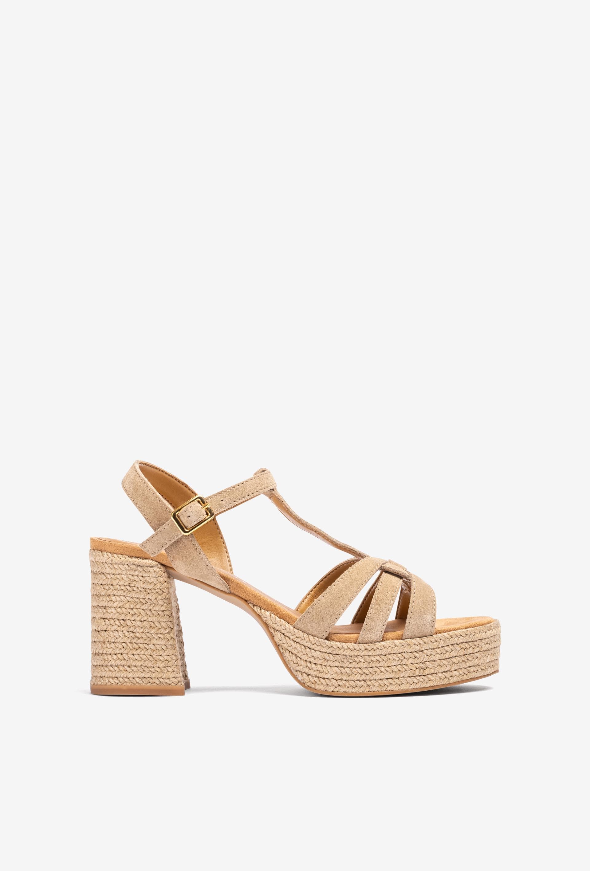 Sandalen van suède en jute