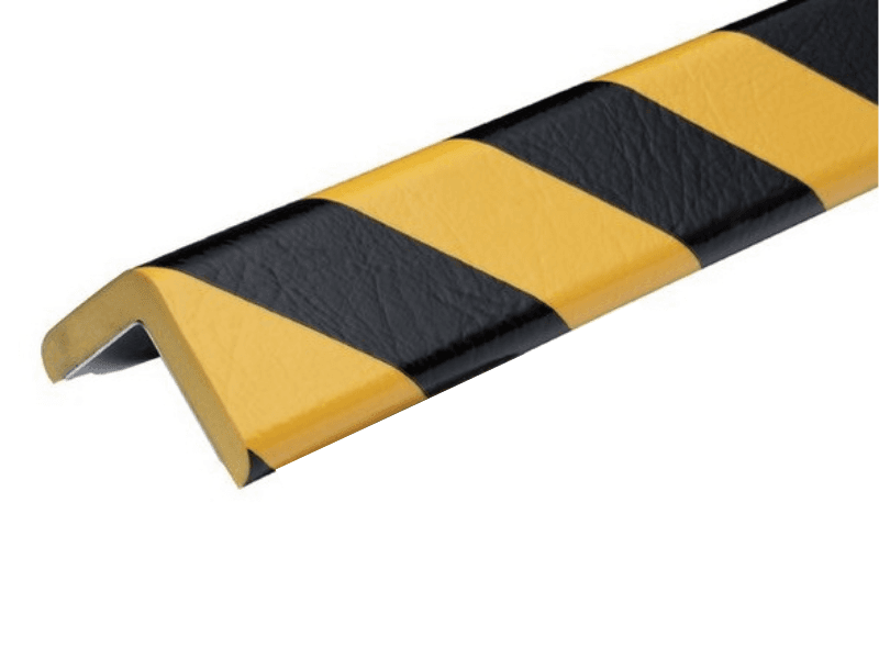 Profilo antiurto paracolpi di segnalazione 50x50x12mm ad L giallo nero flessibile 1MT