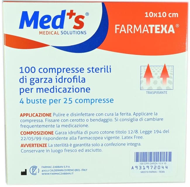 MEDS Garza Sterile Cotone 10x10cm 100 Pezzi