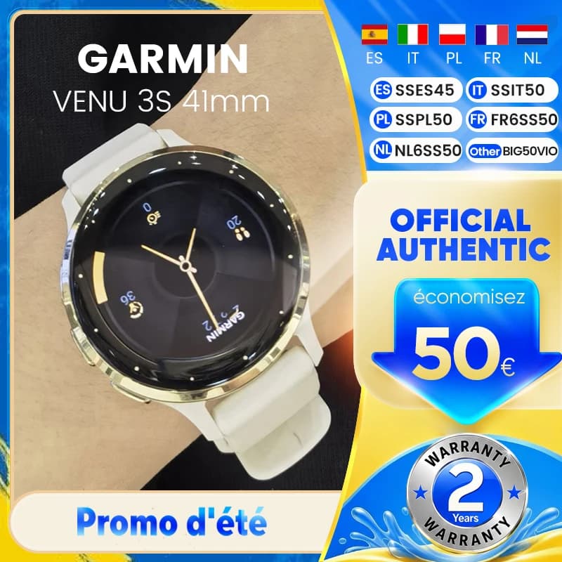 Smartwatch Garmin Venu 3s Fitness con display touch AMOLED da 1,2 pollici, oltre 30 sport, corsa, musica, GPS