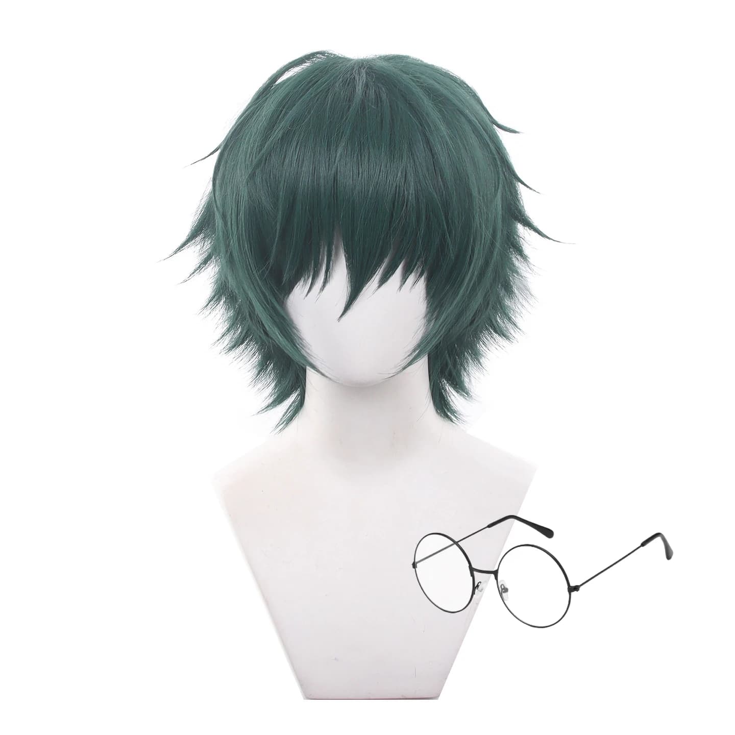 Parrucca Cosplay Anime Jujutsu Kaisen Maki Zenin, Capelli Corti Verdi con Occhiali, Shimetsu Kaiyuu, per Feste di Halloween