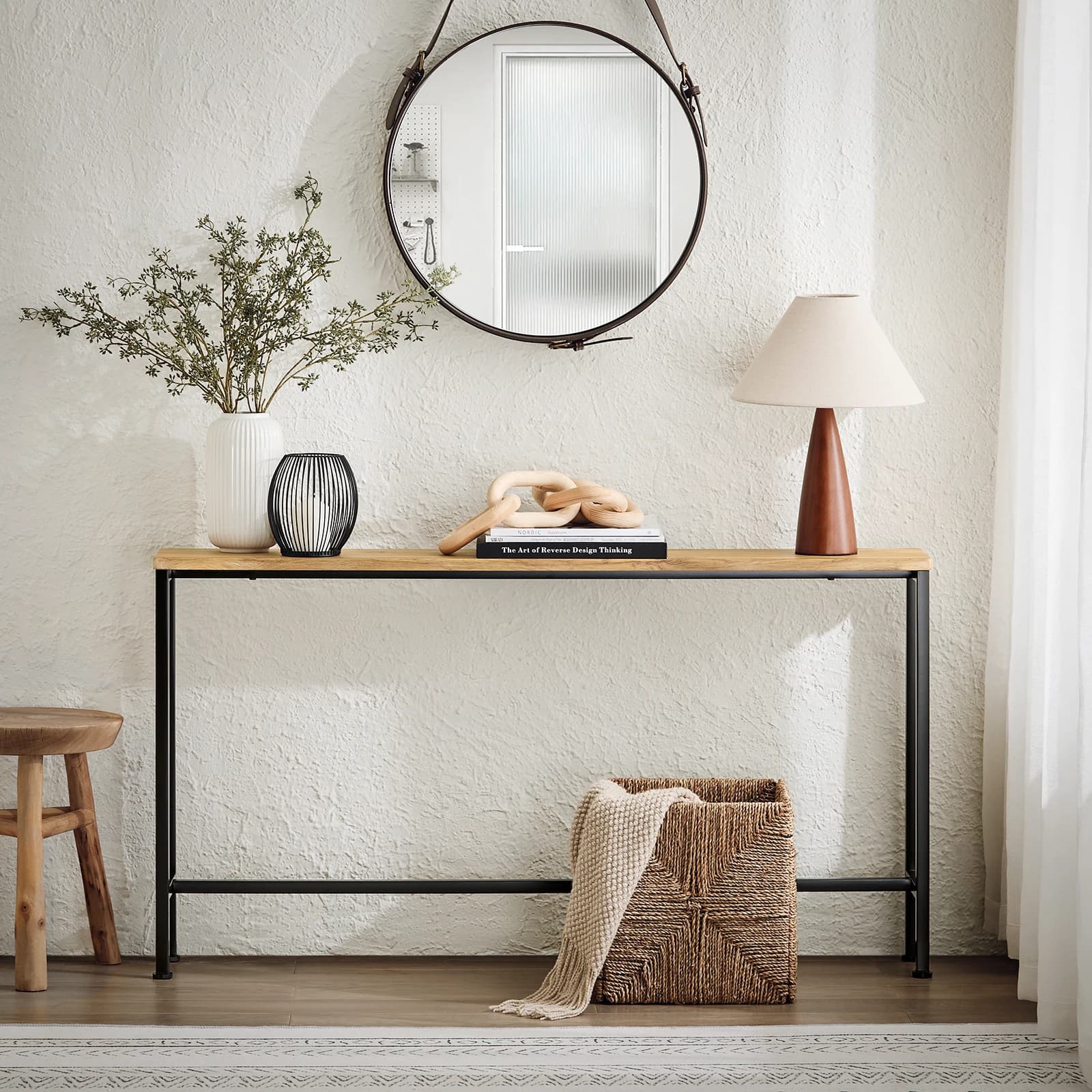 SoBuy FSB19-E Tavolo consolle stretto per ingresso – Consolle per soggiorno, credenza metallo vintage, design robusto – Ideale per mobili
