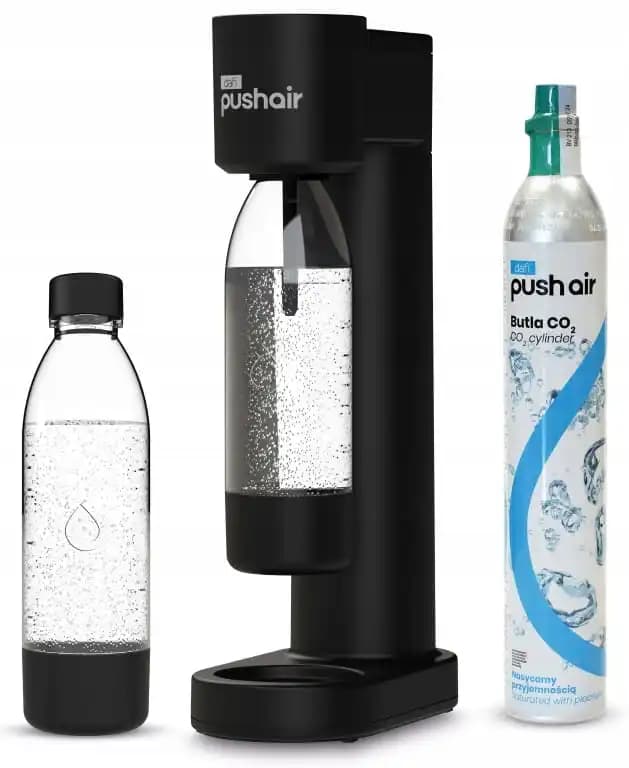 Saturatore d'acqua Dafi PushAir + 1 bottiglia da 0,7 L + set cartuccia di CO2