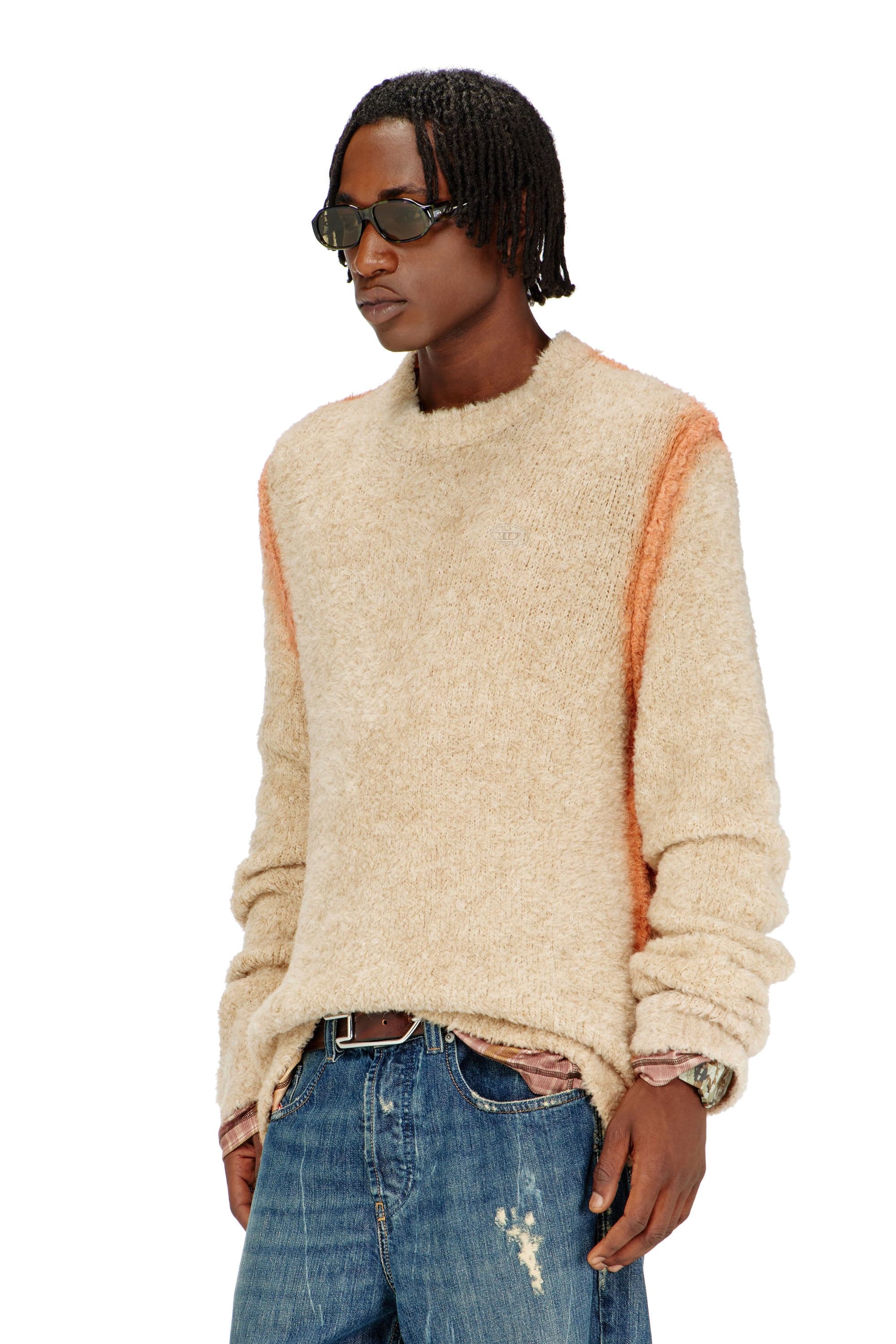Diesel - Maglione in misto alpaca con cuciture effetto spray - Maglieria - Uomo - Marrone
