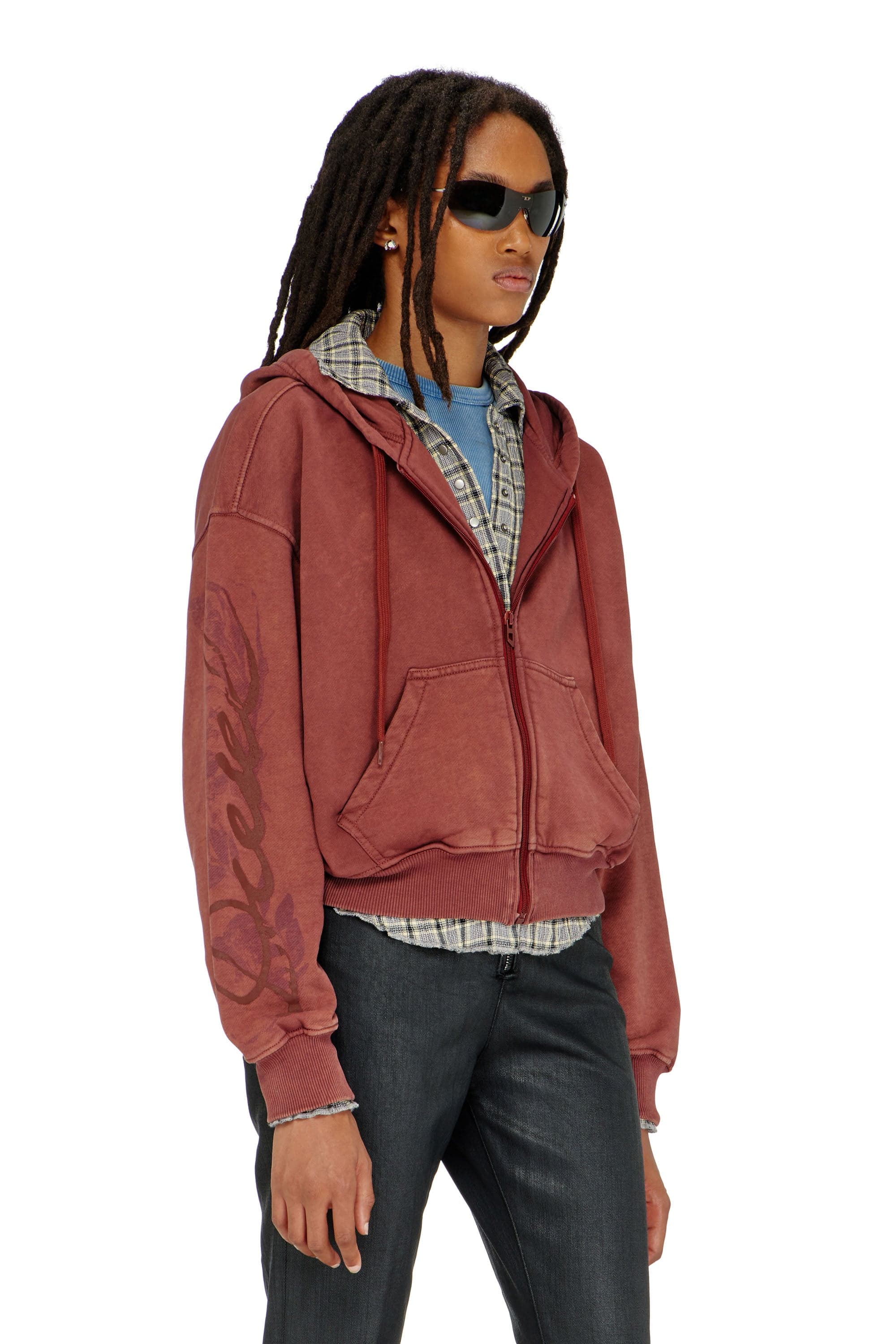 Diesel - Felpa con zip e logo floreale effetto puff - Felpe - Donna -